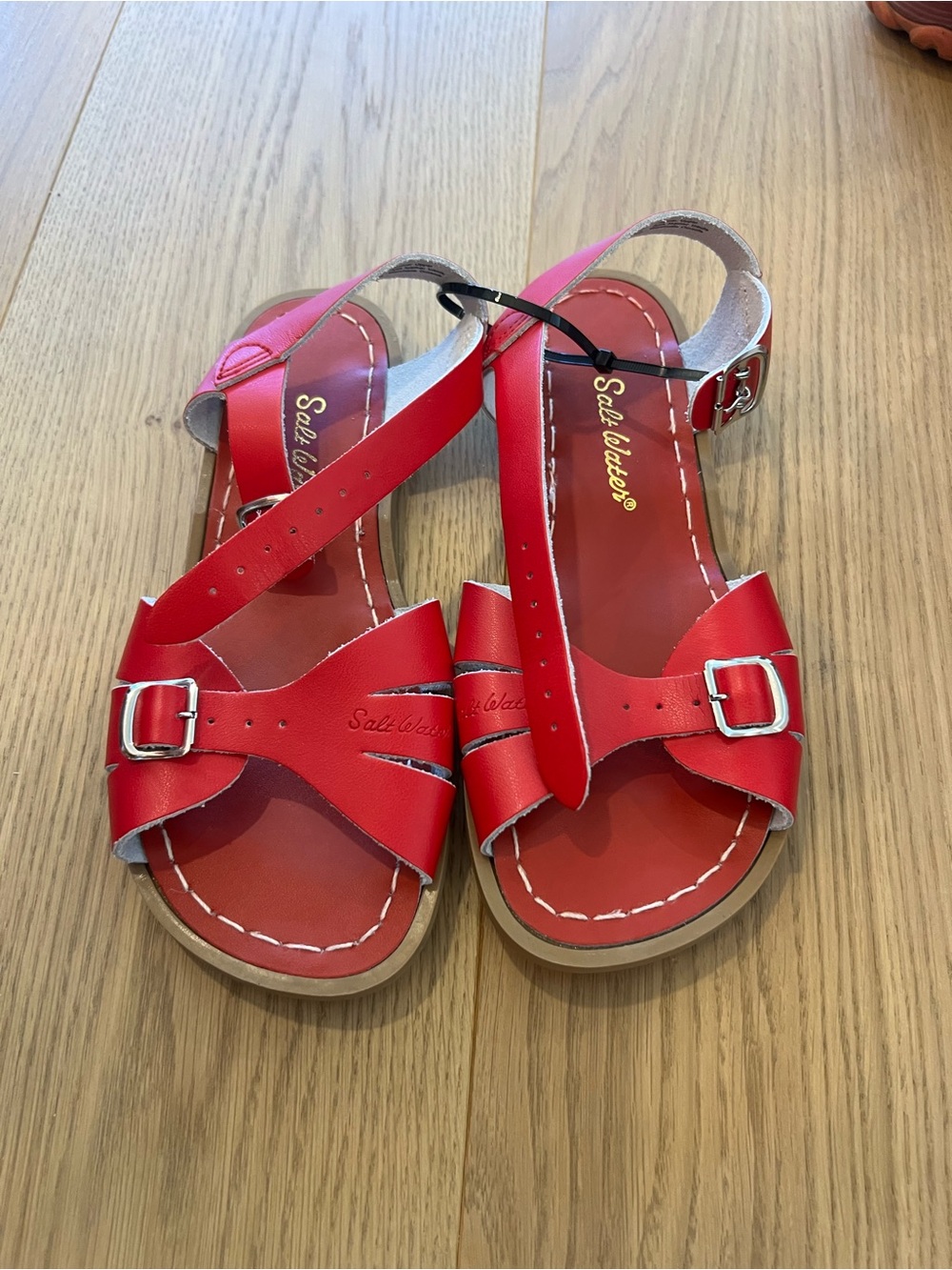 Salt Water Sandals by Hoy Red Kids Leather Buckle Sandals